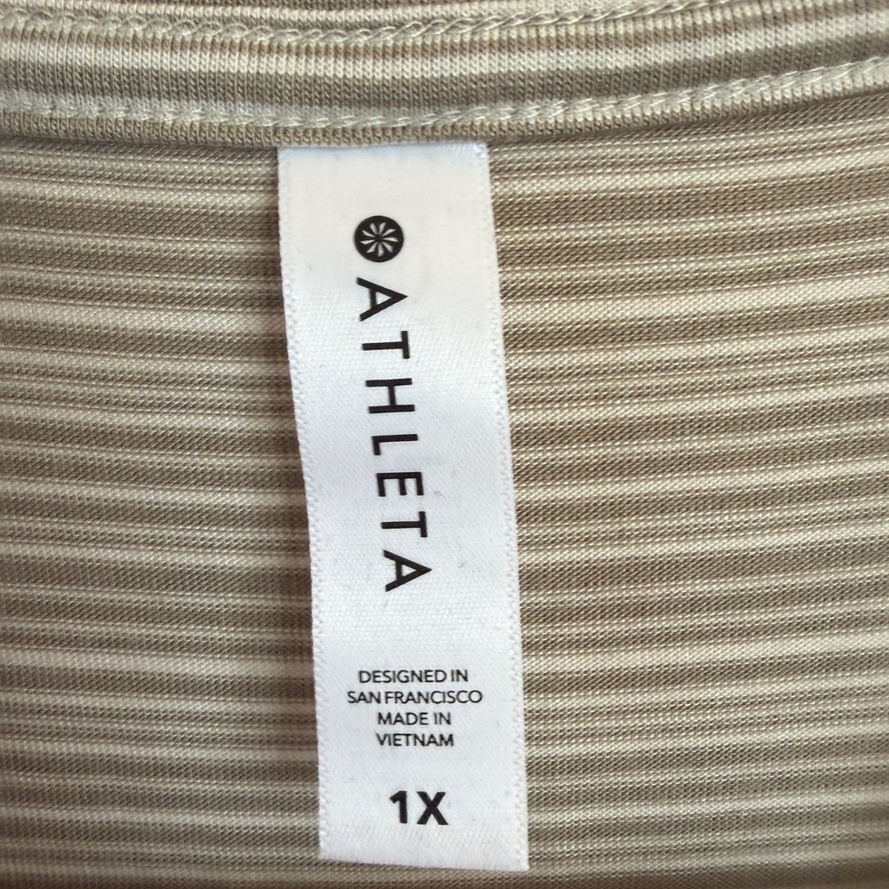 Athleta Gray Striped Muscle Tee - Picture 2 of 3